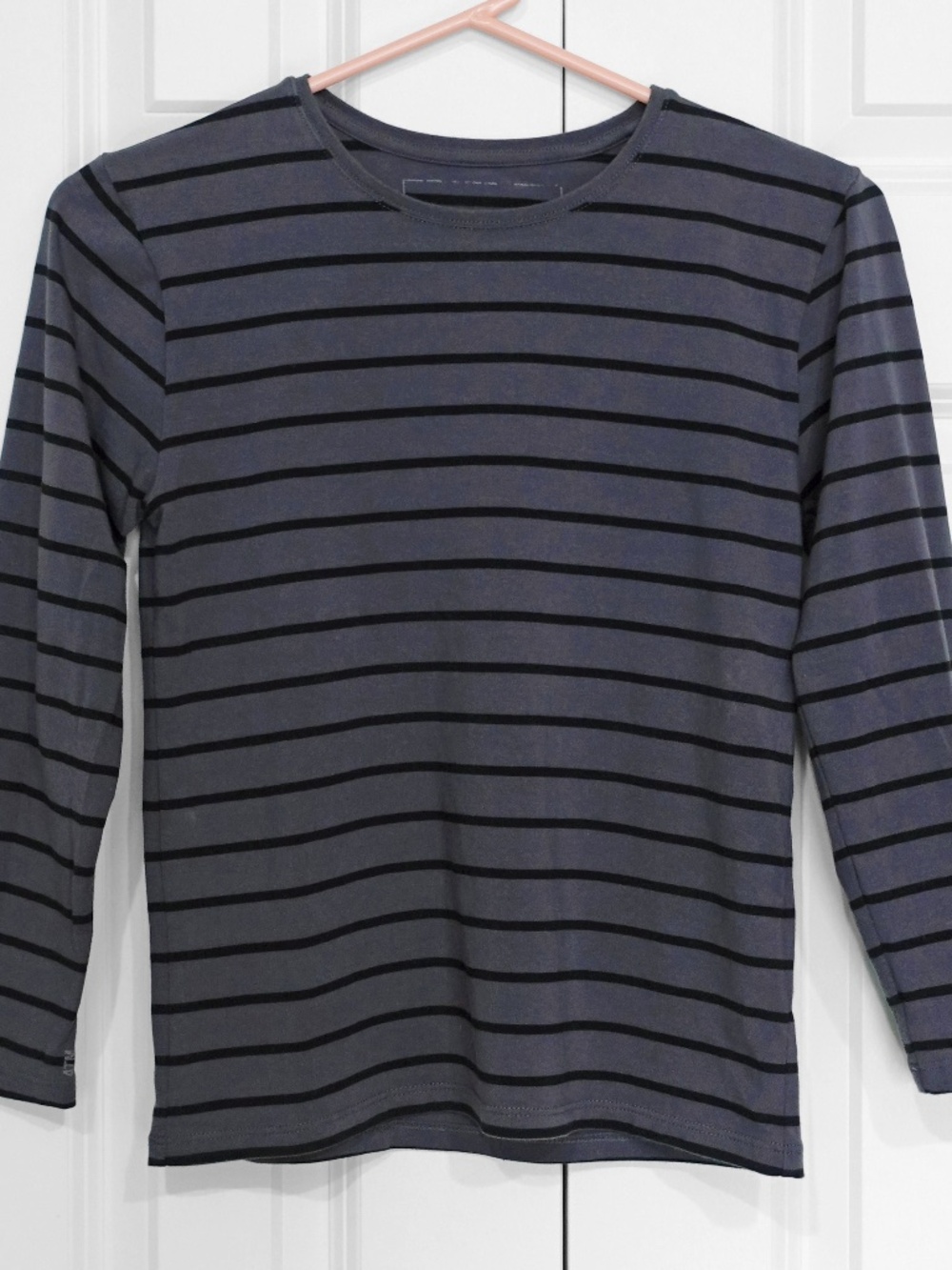 ATM Anthony Thomas Melillo Gray Black Striped Stretch Tee Shirt Women's Top XS